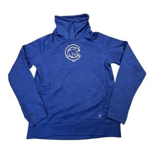 47 Brand Chicago Cubs Women's L Pullover Hoodie Blue Funnel Neck Thumbholes MLB